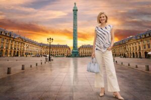 Blusa estampada azul: el look fresco que estiliza con elegancia