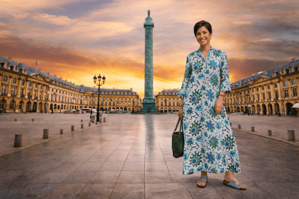 Vestido estampado azul: frescura y estilo en un look que favorece